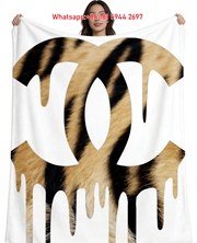 Chanel Inspired Tiger Print Flannel Sofa Throw Blanket IMG_7403